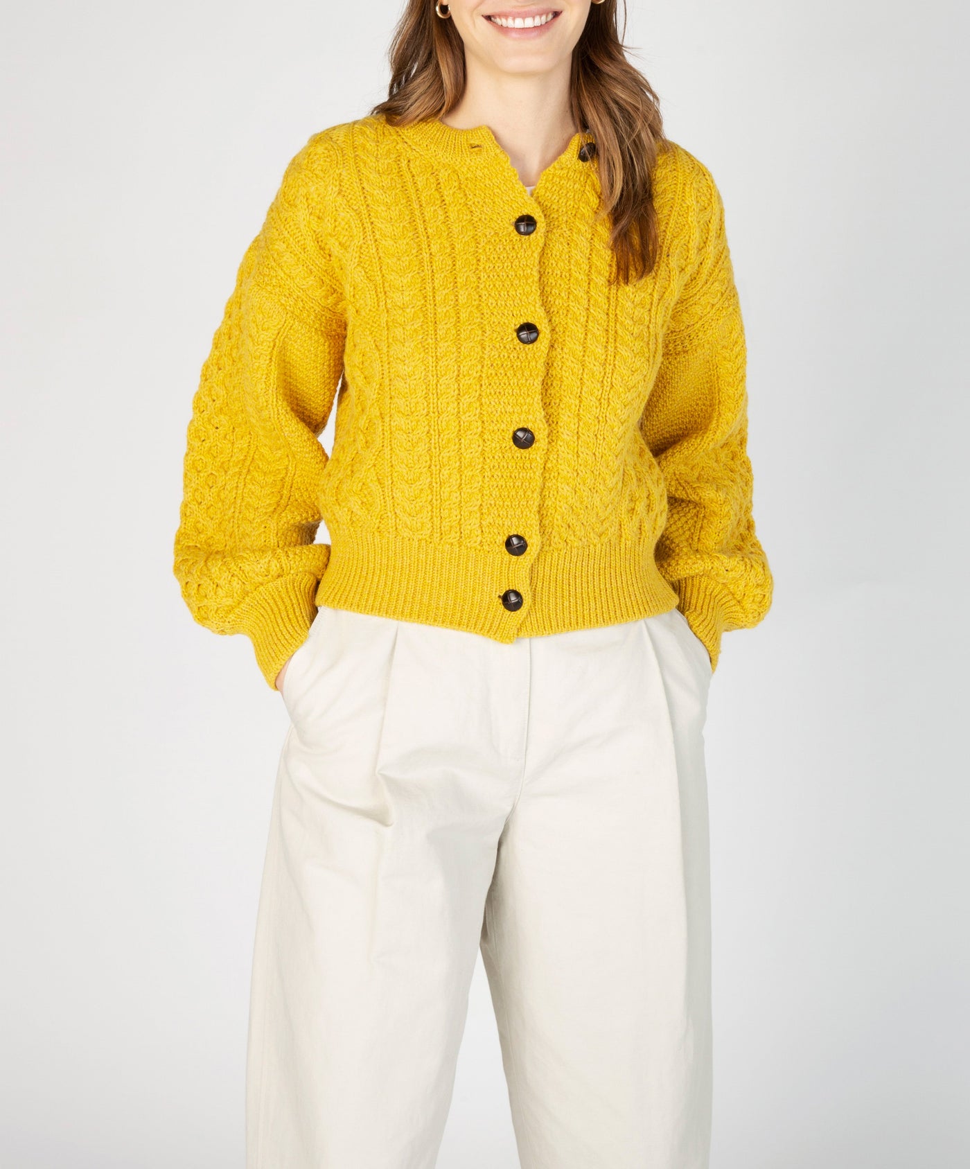 Cropped Aran Cardigan by Irelands Eye